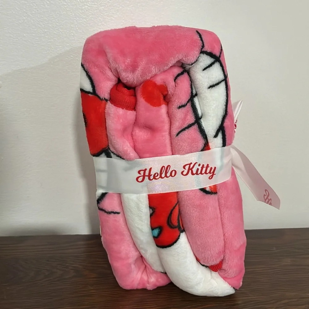 NWT- Sanrio- Hello Kitty- Pink Velvety Smooth- Silk Touch Throw Blanket 50x60